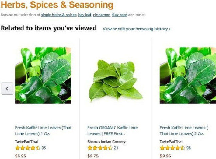 Tại trang bán hàng trực tuyến Amazon, lá chanh có thời điểm bán khoảng 28 USD/100g. Ảnh: Nông thôn Việt