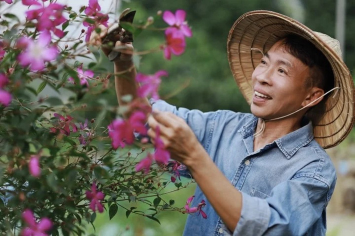Nhà vườn của ca sĩ Việt Hoàn do chính anh tự lên ý tưởng. Anh tận hưởng cuộc sống yên bình, hàng ngày chăm cây và nuôi gà. Ảnh: FB Trần Việt Hoàn