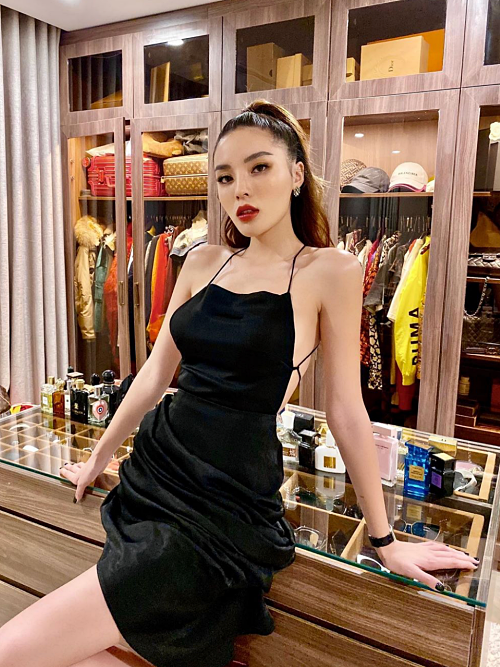Tủ kệ bằng gỗ kết hợp với kính trong suốt. Ảnh: FBNV