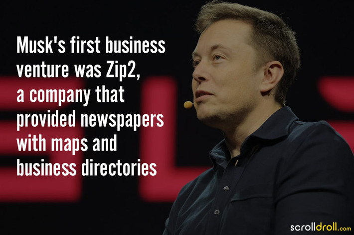 Công ty khởi nghiệp đầu tiên của Elon Musk là Zip2 - một công ty cung cấp bản đồ và danh bạ kinh doanh cho báo chí. Sau đó, nó được bán cho Compaq với giá 307 triệu USD. Ảnh: Scrolldroll