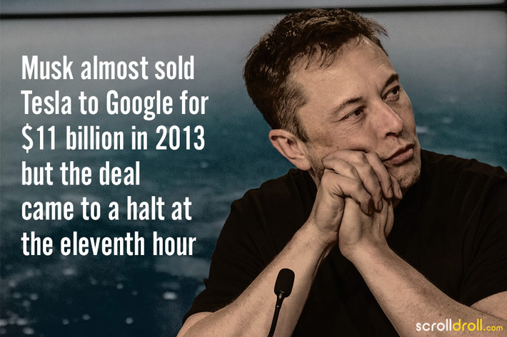 Theo Ashlee Vance, tác giả cuốn Elon Musk: Tesla, SpaceX, and the Quest for a Fantastic Future, Musk suýt bán Tesla cho Google với giá 11 tỷ USD vào năm 2013. Thời điểm đó, tương lai của Tesla rất ảm đạm. Ảnh: Scrolldroll