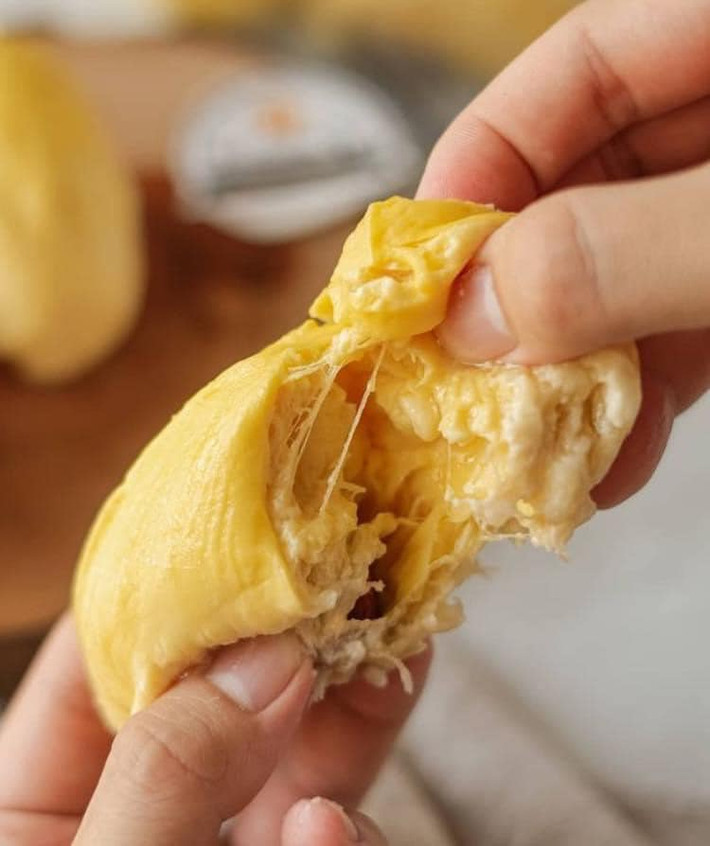 Sầu riêng Musang King không nồng, không đắng như những giống sầu riêng thông thường khác. Hạt lép chứ không tròn như nhiều loại khác nên cảm giác khi cắn sẽ đã miệng hơn. Ảnh: Facebook