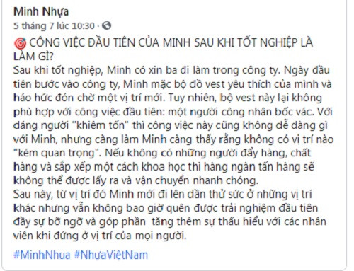 Theo chia sẻ trên trang cá nhân, công việc đầu tiên sau khi tốt nghiệp của đại gia Minh Nhựa là công nhân bốc vác.