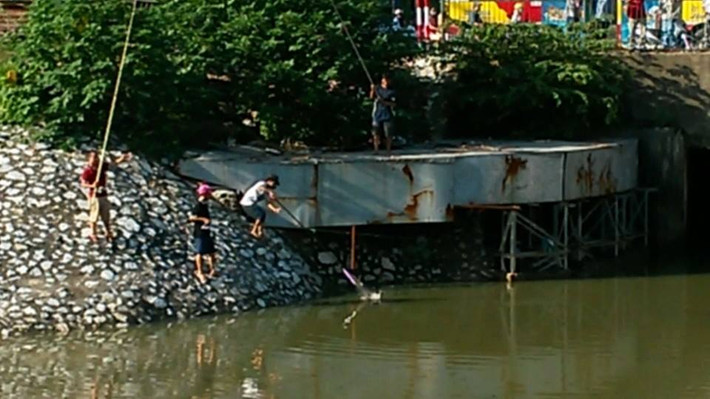 Cần thủ này phải nhờ sự trợ giúp của "đồng nghiệp" mới có thể đưa được con cá lớn lên bờ.