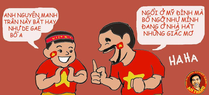 Nhưng cầu thủ được nhắc đến nhiều nhất trong trận đấu giữa ĐTVN và Iraq đó là thủ môn Nguyên Mạnh và người ta ví anh như De Gea của Việt Nam.