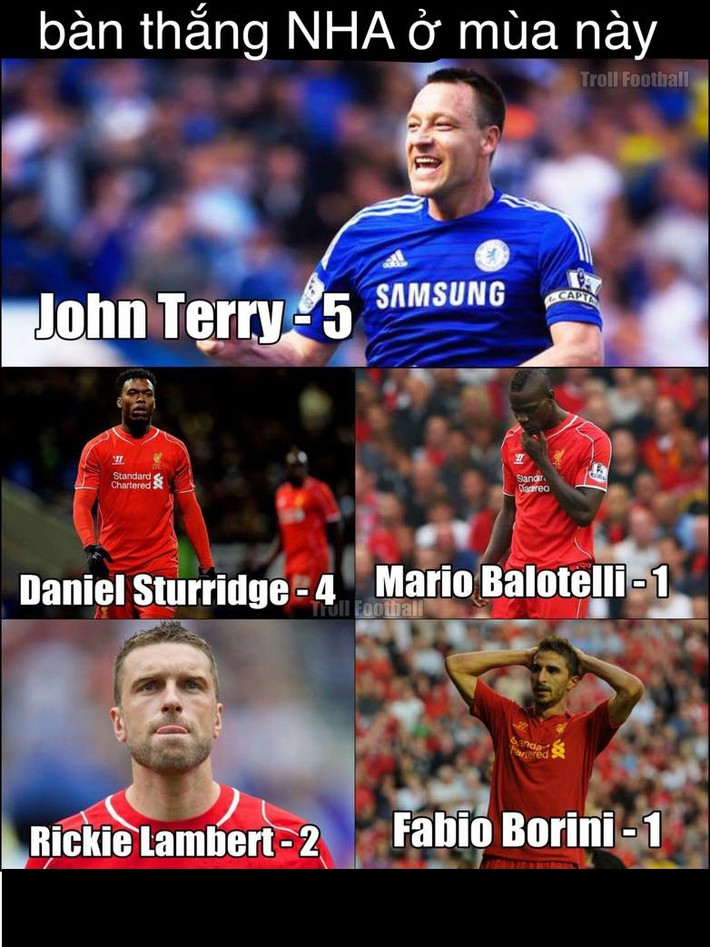 Với pha đánh đầu mở tỷ số cho Chelsea, Terry đã có bàn thắng thứ 5 và anh vượt trội hơn những cầu thủ trong hàng công của Liverpool.