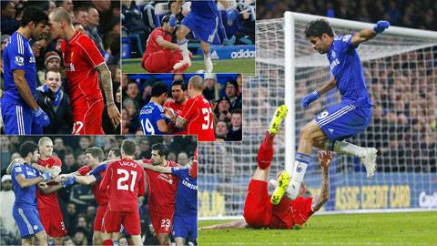 Người lĩnh đòn đau nhất từ những pha chơi xấu của Diego Costa đó chính là trung vệ Martin Skrtel của Liverpool. Trung vệ này ăn chọn cả cú giẫm bằng gầm giầy của tiền đạo người Tây Ban Nha.