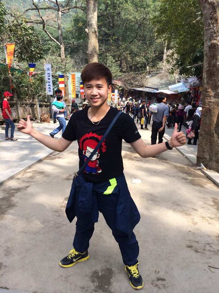 Vẻ ngoài đậm chất tomboy của nữ chủ nhân của Quả bóng vàng Việt Nam 2014.