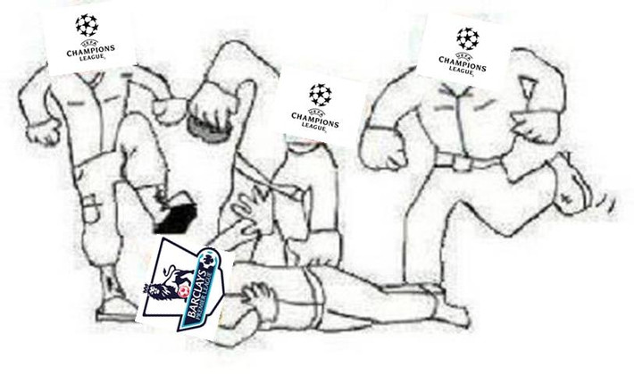 Các đội bóng của Premier League bị các đội bóng ở sân chơi UEFA Champions League bắt nạt.