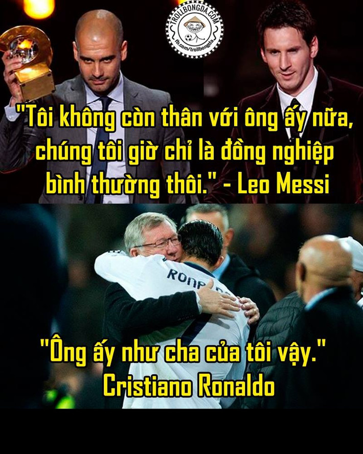 Mối quan hệ Guardiola - Messi và mối quan hệ giữa Sir Alex Ferguson - Cris Ronaldo.