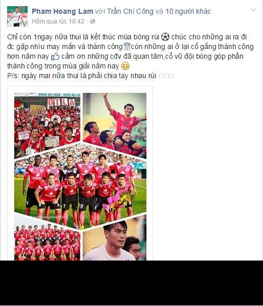 Tâm trạng của trung vệ trẻ của ĐTLA và U23 Việt Nam trong ngày V.League 2015 kết thúc.