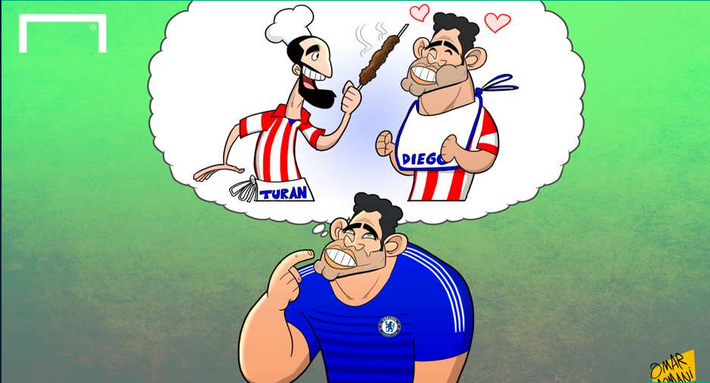 Diego Costa kể rằng khi còn khoác áo Atletico, cầu thủ này thường được Arda Turan mời đến nhà ăn món thịt nướng Kebab. Đây là một trong những nỗ lực nhằm đưa Turan tới Chelsea. Tuy nhiên, với việc ngôi sao Thổ Nhĩ Kỳ vừa ký hợp đồng với Barca, giấc mộng của Costa có thể sẽ không thành hiện thực.