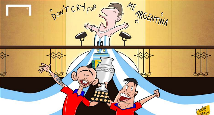 “Đừng khóc cho tôi, Argentina”, Messi cất lời ca nổi tiếng sau khi thua trong trận chung kết Copa America 2015 trước chủ nhà Chile.