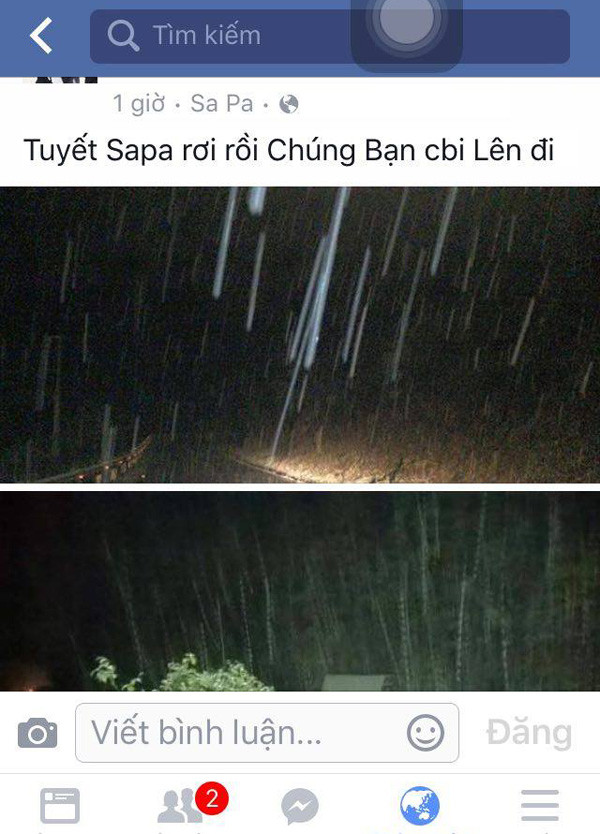 Không chỉ Hiếu Bùi mà một số tài khoản Facebook khác cũng thi nhau đăng tải chụp ảnh với tuyết Sapa và cập nhật mới nhất như thể đang có tuyết rơi thật. So sánh những hình ảnh những tài khoản kia đăng tải, nhiều người nhận ra sự trùng hợp với hình ảnh tuyết rơi dày ở Sa Pa năm ngoái 2014.