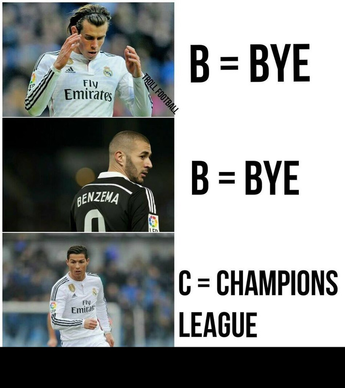 Cư dân mạng dịch tên bộ ba B-B-C = Tạm biệt Champions League.