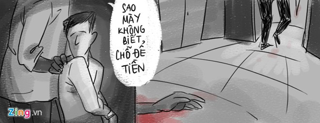 Hai tên trói cậu bé, đưa sang phòng riêng sát hại.