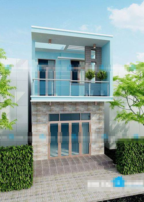 Với tổng diện tích 60m2, mẫu nhà phố đơn giản có 2 phòng ngủ, 1 phòng khách – bếp- nhà ăn, màu sắc hài hòa, phù hợp với lối sống ở cả thành thị và nông thôn. Ảnh: Thiekegiare.