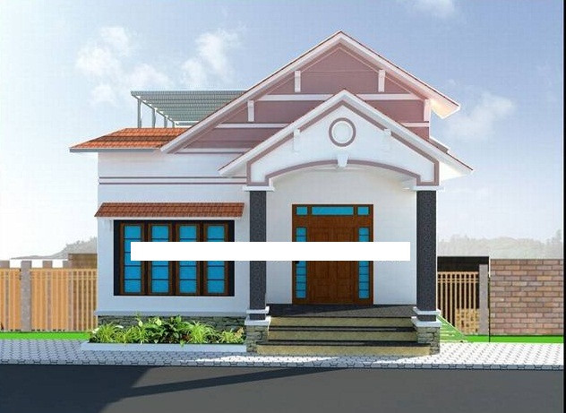 Mẫu nhà cấp 4 mái thái với tầng tum sân thượng rộng có thể trồng rau xanh và tiếp khách ngoài trời. Ảnh: Thietkenhadepmoi.