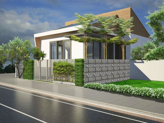 Mẫu nhà cấp 4 gác lửng mặt phố sử dụng chất liệu kính vừa bền vững vừa nới lỏng không giản, vừa tạo thêm phong cách hiện đại. Ảnh: Nhabinhduong.