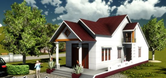 Nhà cấp 4 có 2 phòng ngủ ở nông thôn phù hợp với lối sống yên tĩnh, có cảnh quan hài hòa. Ảnh: Nhabinhduong.