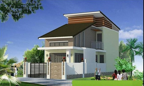 Nhà cấp 4 mái thái dọc xuôi có khoảng không gian sân trước rộng rãi, màu sơn trang nhã. Ảnh: Thietkenhadepmoi.