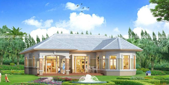 Được bao quanh bởi một bên là tường cao, một bên là vườn, căn nhà là sự lựa chọn của gia chủ thích sự yên bình. Ảnh: Maunhadep902.