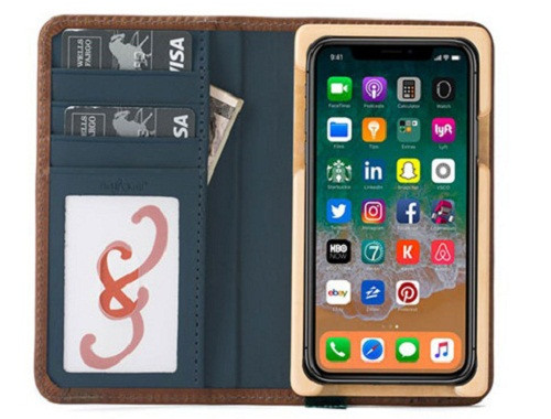Ốp lưng nắp gập đa tính năng cho iPhone X. Theo đó, ốp có thiết kế kèm theo các khe giữ thẻ ngân hàng hoặc các loại thẻ từ khác. Ảnh: P&Q.