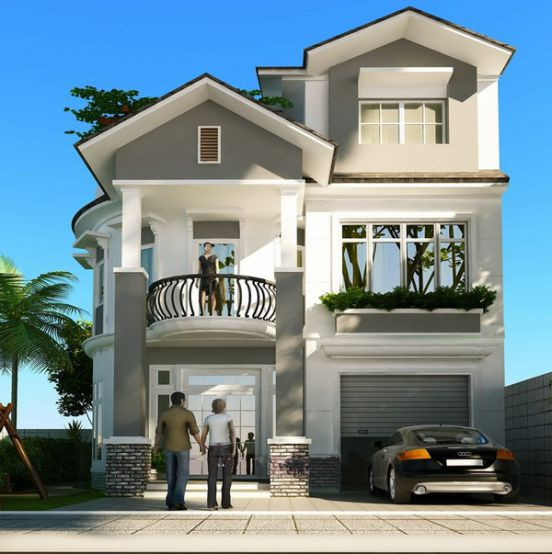 Mẫu biệt thự 3 tầng được tô điểm với nét thiết kế tinh xảo, gồm 6 phòng sinh hoạt riêng, 1 hầm để xe rộng rãi. Ảnh: Datbinhduong.