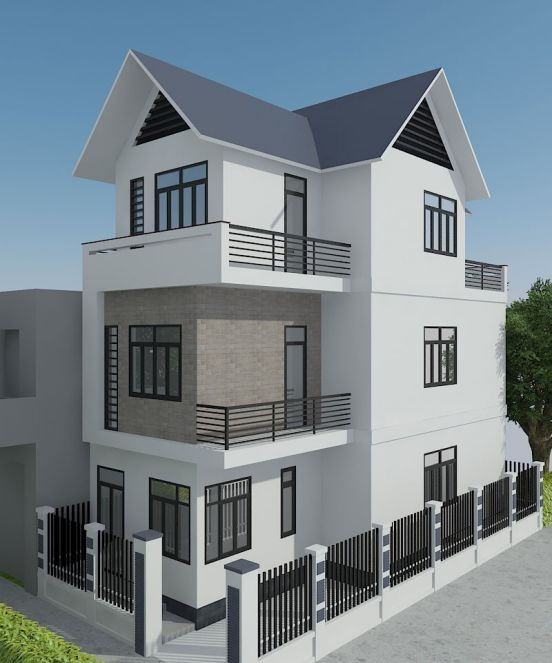 Mẫu biệt thự mái thái có tường rào đẹp mắt đang phổ biến ở khu thành phố đông dân cư. Ảnh: Bannhabinhduong.