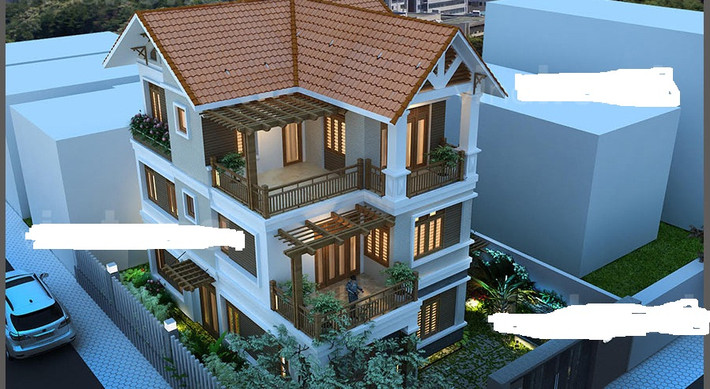 Điểm nhấn của mẫu biệt thự mini 3 tầng này là việc chọn gam màu trắng tinh tế kết hợp ngoại thất gam màu trầm và hệ mái thái sang trọng. Ảnh: Vinatrends.