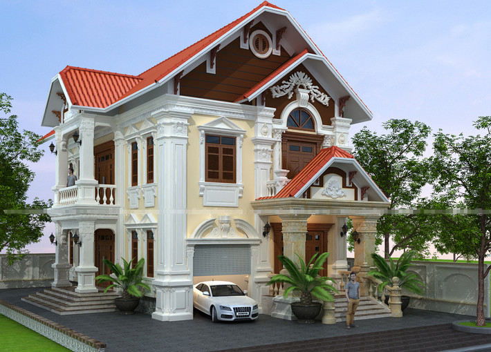 Biệt thự tân cổ điển 2 tầng tuyệt đẹp sở hữu vẻ ngoài cầu kỳ và sang trọng. Ảnh: Nhadepdonga.