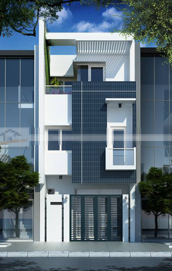 Thiết kế hình khối đơn giản, mạnh mẽ cùng màu sắc, vật liệu phối hợp hài hòa giúp ngôi nhà thành một kiến trúc tổng thể hoàn hảo. Ảnh: Kienntruchomexinh.