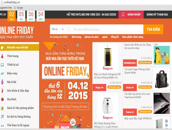 Trong ngày mua sắm trực tuyến Việt Nam - Online Friday 2015 có 701.607 đơn hàng được đặt mua. Tổng doanh thu của các doanh nghiệp tham gia chương trình hơn 579,81 tỷ đồng, tăng 4,98 lần so với ngày trung bình trong năm. Ảnh: Onlinefriday.