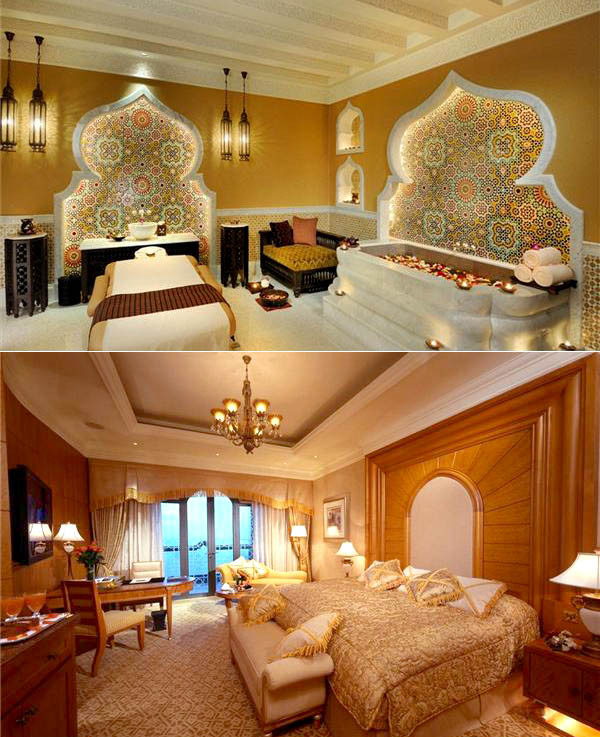 Emirates Palace cao 8 tầng, diện tích khoảng 850.000 m2. Công trình kiến trúc đồ sộ này là tác phẩm của nhà thiết kế nổi tiếng người Anh John Elliotson. Hiện Emirates Palace nằm dưới trướng quản lý của tập đoàn quản lý khách sạn nổi tiếng thế giới Kempinski.