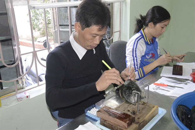 Trung bình mỗi năm đơn vị của anh Việt sản xuất ra hàng chục nghìn viên ngọc trai nước ngọt. Ảnh: Nongnghiep.
