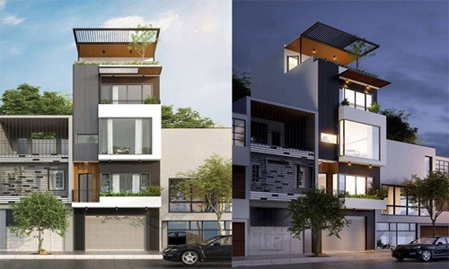 Mẫu thiết kế nhà phố 4 tầng 50m2 ngày càng phổ biến trong các thành phố lớn. Công trình mang phong cách hiện đại, tận dụng tối đa không gian diện tích đất. Ảnh: Arcviet.