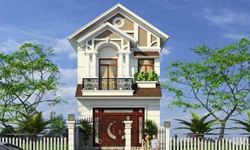 Nhà 2 tầng ấn tượng với hệ mái thái phong cách tân cổ điển. Ảnh: Thietkenhadepaau.