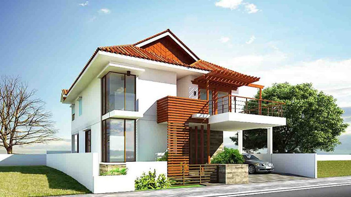 Mẫu nhà mái thái nông thôn là sự kết hợp hài hòa kiểu dáng thiết kế hiện đại với phong cách mới thân thiện thiên nhiên. Ảnh: Nhadepsang.