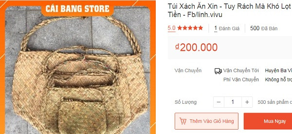 Gần đây trên một trang thương mại điện tử xuất hiện những chiếc túi cói được người bán đặt đặt tên là túi xách ăn xin.