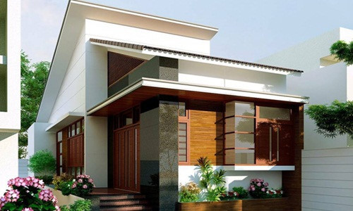 Hình hộp mái xéo được xem là kiểu nhà cách tân mới nhất hiện nay với phần mái được thiết kế cách tân từ mái thái. Ảnh: Holcim