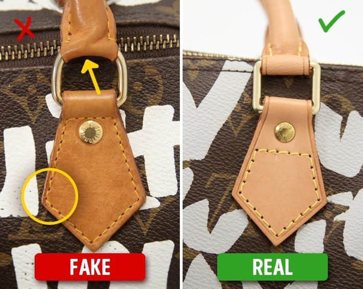 Túi xách hiệu Louis Vuitton sẽ có chỉ số SPI (là số mũi may trong 1 inch đường may / mật độ mũi chỉ) cao hơn túi giả thể hiện sự chắc chắn và chất lượng cao hơn.
