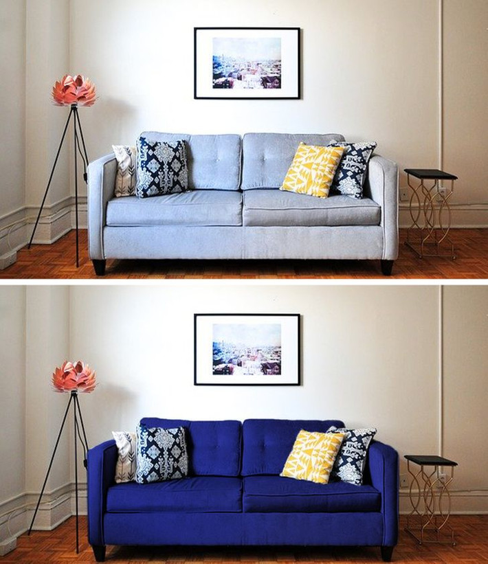 Nếu không thích ghế mây, bạn có thể thay vỏ bọc sofa thay vì mua mới.