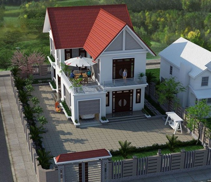 Hệ mái thái được thiết kế với độ dốc vừa phải, tạo sự hài hòa cho khối kiến trúc cứng nhắc của công trình. Ảnh: Wedo