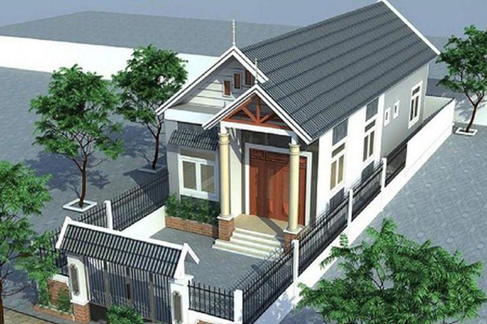Hệ thống mái thái cách tân kết hợp độ dốc hợp lý và ngói màu tối tương phản với tông màu sơn trắng xám tạo vẻ đẹp thanh lịch. Ảnh: Wedo