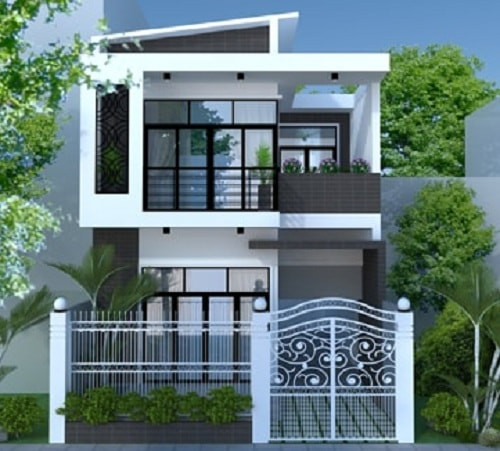 Thiết kế nhà ống 2 tầng 5×20 được đánh giá cao về tính thẩm mỹ và sự kết hợp màu sắc hài hòa. Ảnh: Thietkexaydungbietthu.