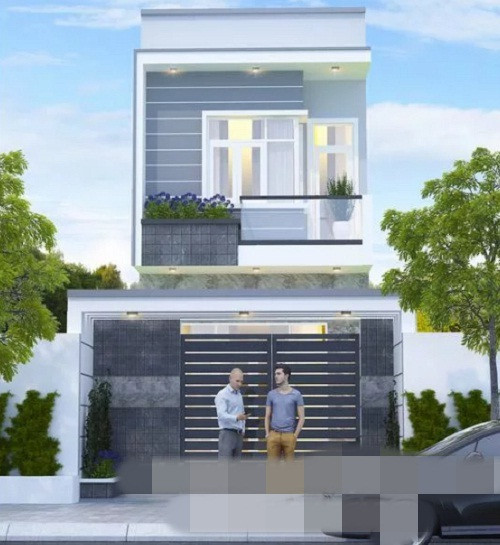 Nhà ống 2 tầng 5×20 theo phong cách hiện đại tối ưu không gian có 3 phòng ngủ 1 phòng thờ. Ảnh: Thietkenhadepmoi.