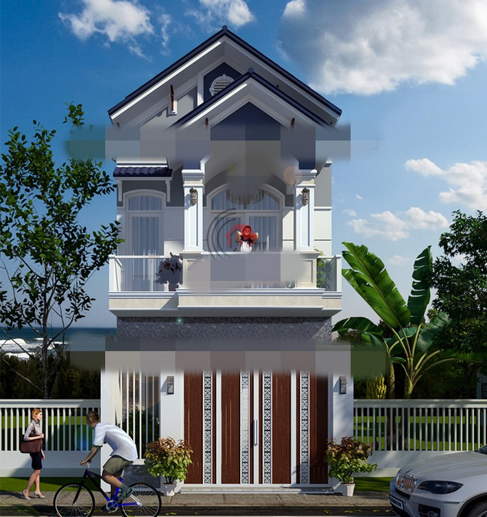 Mẫu nhà phố mái thái 2 tầng diện tích 5x20m có kiến trúc chủ yếu tập trung nhiều vào nét đẹp hiện đại. Ảnh: Kienanvinh.