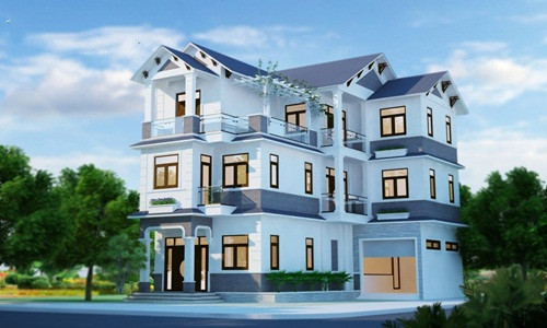 Biệt thự 4 phòng ngủ pha trộn giữa 2 phong cách cổ điển và hiện đại. Ảnh: Nhaphucdecor.