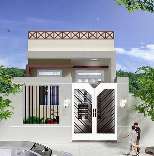 Nhà cấp 4 tận dụng tối đa tất cả diện tích đất, gác lửng được thiết kế cao với mái tôn dạng hình chóp có chức năng chống nóng hiệu quả. Ảnh: Internet.