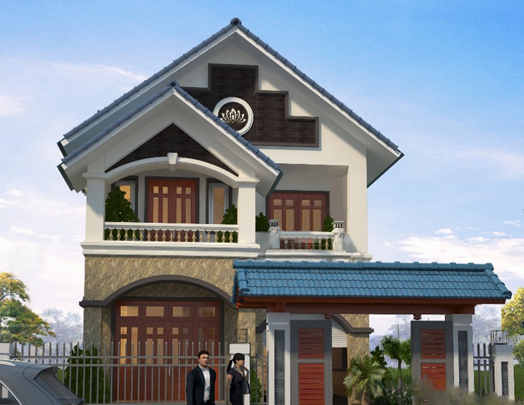 Thiết kế nhà 2 tầng mái thái mang phong cách bán cổ điển nhưng vẫn giữ được chi tiết truyền thống vốn có. Ảnh: 10nhadep.
